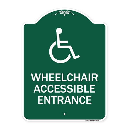 Signmission Wheelchair Accessible Entrance Heavy-Gauge Aluminum Architectural Sign, 24" H, GW-1824-9739 A-DES-GW-1824-9739